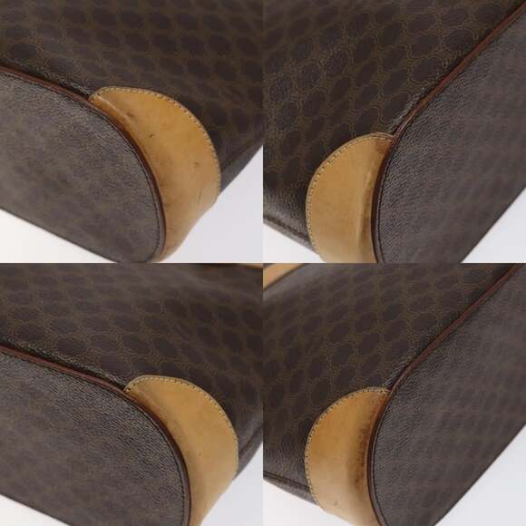 CELINE Macadam Canvas Tote Bag Pvc Leather Brown Gold - Picture 10 of 12